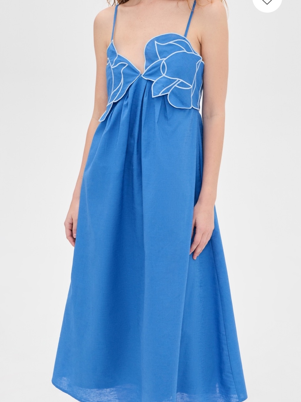 Embroidered Pleated Floral-Accent Midi Dress